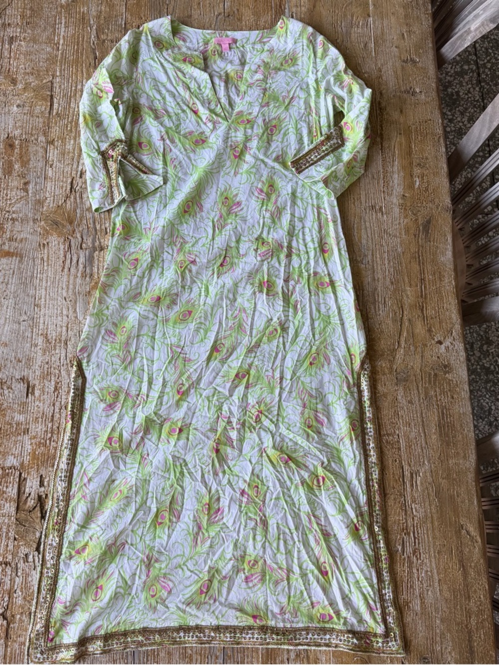 Lilly Pulitzer Light Green Peacock-Print Maxi Dress